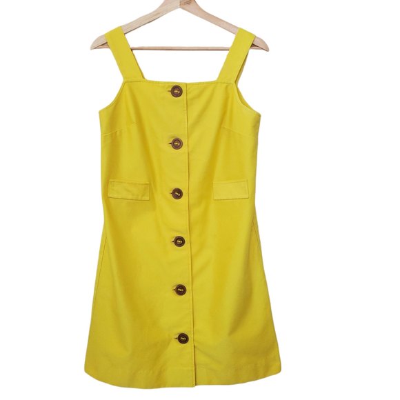 Vintage Elisabeth Stewart Mini Yellow Wood Button Accent Dress - Picture 2 of 6